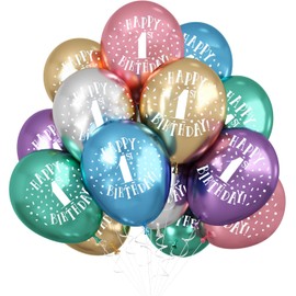 Jwssor 1st Balloons,20pcs 12inch Metallic Balloons,Multicolored Number One Balloons for Girls Boys Kids,1st Birthday Decoration,Number 1 balloons for Birthday Party