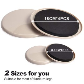 Ezprotekt 8 Pack 3.5 inch Furniture Sliders for Carpet & 4 Pack 7inch Big Carpet Sliders for Heavy Furniture Gliders Carpet Gliders Furniture Moving Pads Furniture Movers Sliders, Set of 12