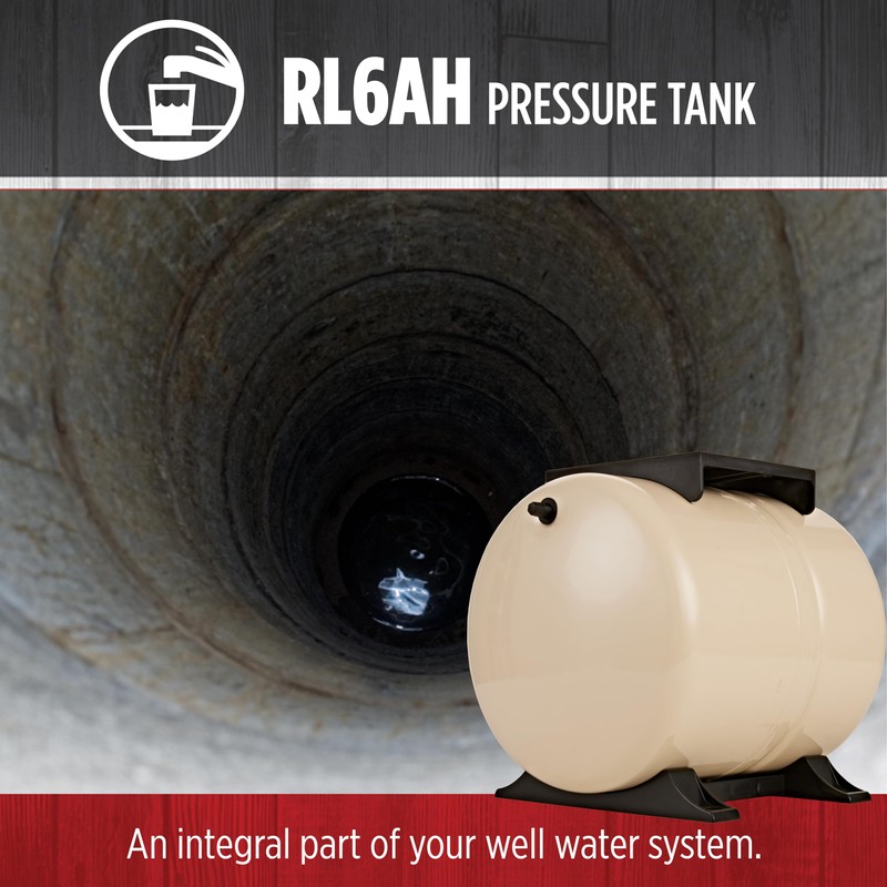 Red Lion RL6AH - 6-Gallon Horizontal Pre-Charged Pressure Tank with