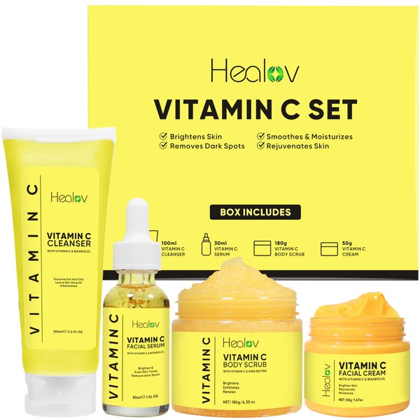 Vitamin C Skincare Set – Hydrating Facial Cleanser, Exfoliating Body