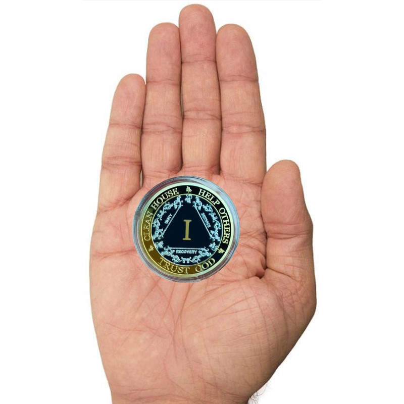 Silver & Gold 1-10 Years Alcoholics Anonymous Medallion AA Coin
