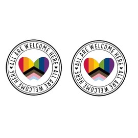 All Are Welcome Here Sticker Printed On To White Vinyl Simply Peel And Stick