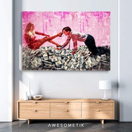 Awesometik" Leonardo Dicaprio - Wolf of Wall Street - Costly Barries - Special Collections Canvas Print Wall Art, Office Decor. Ready to Hang. Made in USA (24L x 18W)