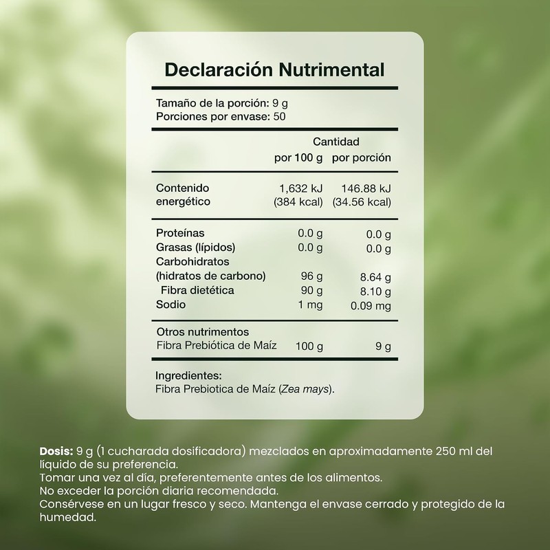 Entera Fibra Prebiótica 450 g en Polvo Fibra Soluble Sin
