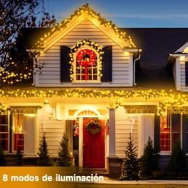 ELECGO 2 Pack 20M Luces LED solares para exteriores,8 Modos IP65 Impermeable, Luz Nocturna de Cielo Estrellada con Alambre de Cobre, Luces Solares para Jardin, Boda, Arboles,Navidad(Blanco Cálido)