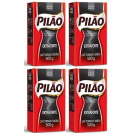 Pilao Extra Strenght Coffee 17.6 oz Café Extra Forte 500g Pack , 70.54 Ounce, (Pack of 4)