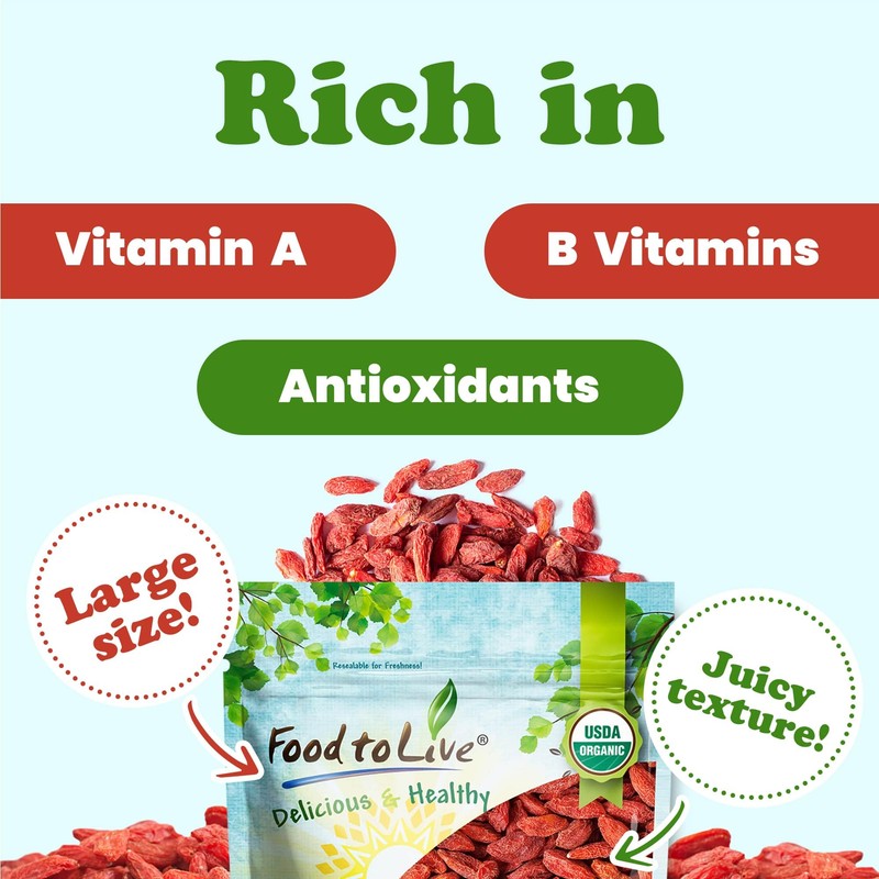 Food to Live Organic Goji Berries, 4 Pounds - Sun