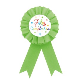 Feliz Cumpleaños Tinplate Badge, Happy Birthday Button Pin, Green Rosette Birthday Badge Pin for Boy Girl, Brooch Buttons for Funny Birthday Party Celebration
