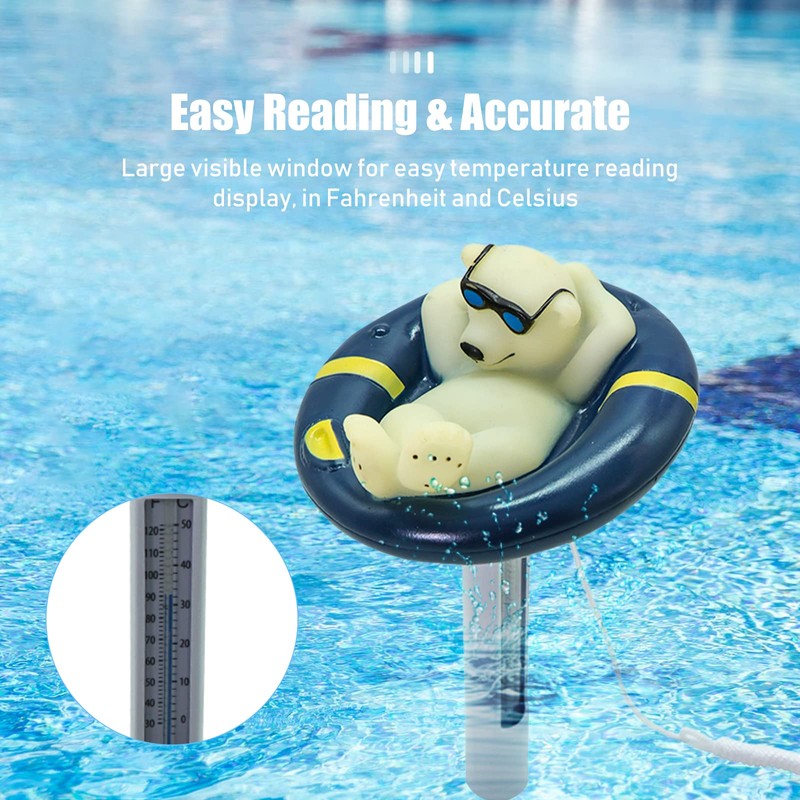 Nurdo Floating Pool Thermometer Cartoon Polar Bear Shape Water Temperature