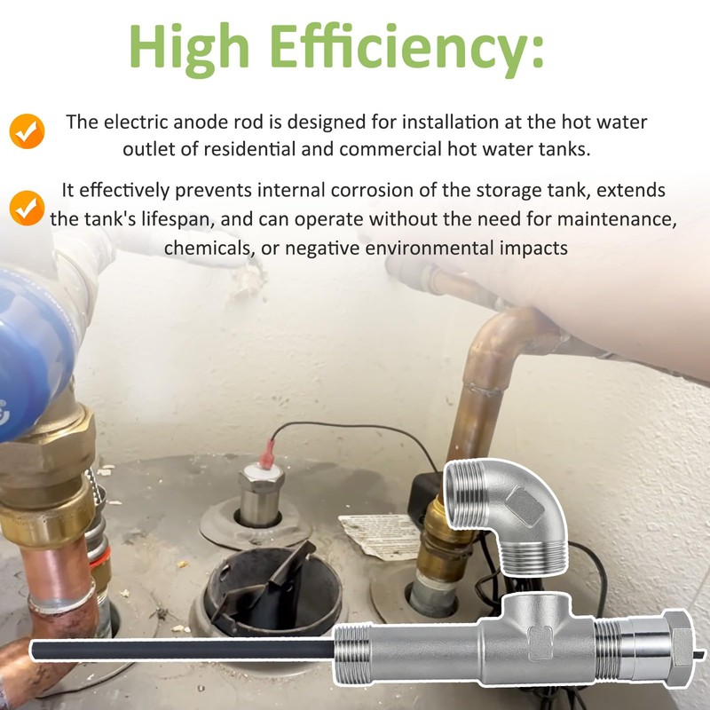 Powered Anode Rod and Hot Water Outlet Installation Fit for
