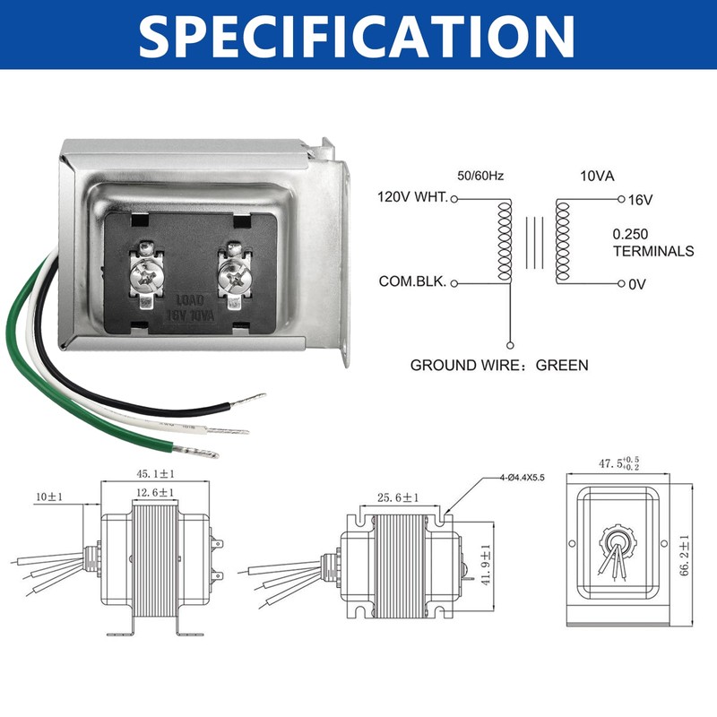 Funmit Doorbell Transformer 16V 10VA Compatible with Ring Wired Video