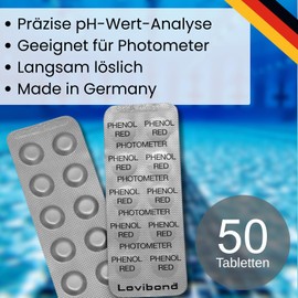 Phenol Red Photometer Tablets - Lovibond Tintometer - Reagent Tablets for pH Value Analysis - For Electronic Pool Testers & Photometers - Made in Germany (Pack of 50)
