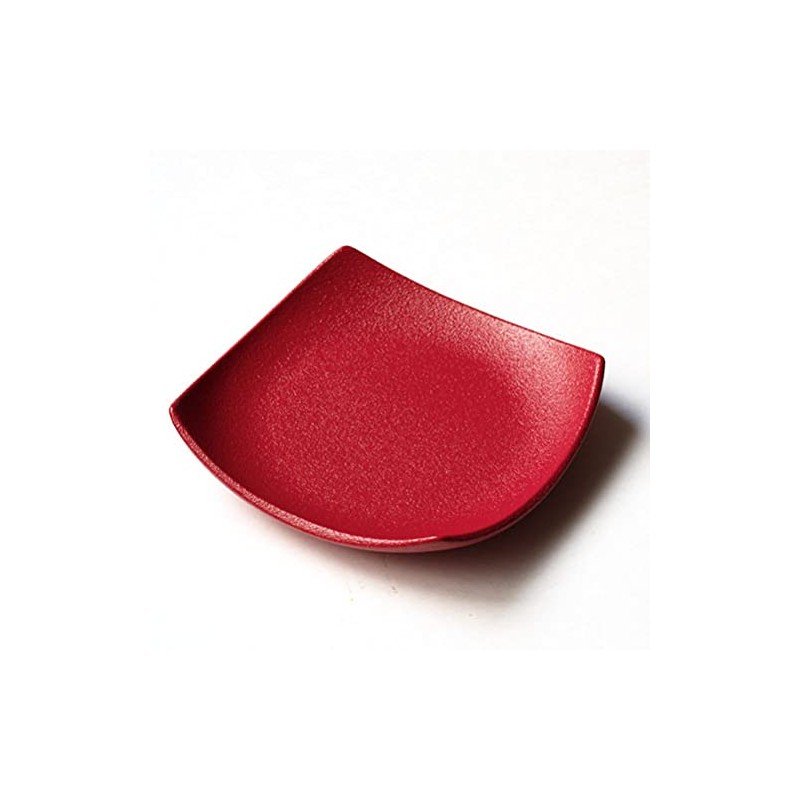 Ceramic Tea Holder (Square, Crimson), W 3.5 x H 0.8