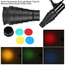 Tangxi Snoot Bowens Mount, Snoot Honeycomb Grid Light Beam Tube Bowens Mount con 5 filtros para Studio Strobe Flash
