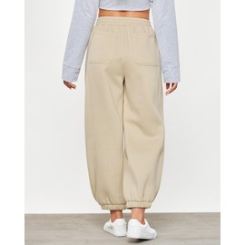GRAPENT Elastic Waist Pants for Women Cute Pants Oversized Baggy Winter Women's Elastic Waist Pants Athleisure Pants for Women Fleece Joggers Women Beige Joggers Women Color Beige Large Size 12 to 14