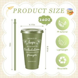 Uiifan 50 Pcs Christian Gifts Cups Bulk for Women Bible Verse Christian Tumblers with Lids and Straw 24oz Religious Church Gifts for Volunteer Easter Mothers Day (Morandi Color)