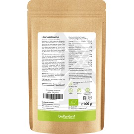 bioKontor Linseed flour, organic, linseed flour, partially oiled, 500 g, high fibre