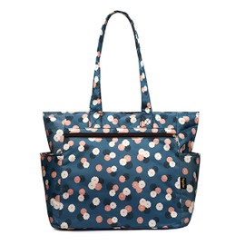 Floral Tote Water-resistant Large Shoulder Bag for Shopping School Work College Yoga Travel Beach Daily Use with Multi Pockets (cyan blue)