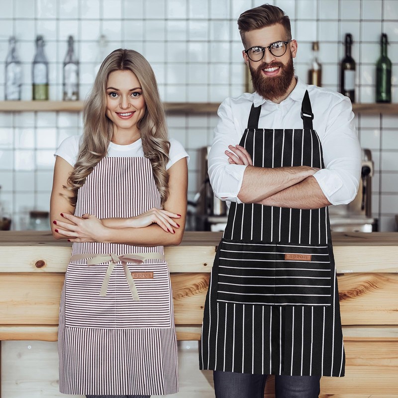 XIEJINJIA 2 Pack Adjustable Apron with Pockets Chef Kitchen Restaurant