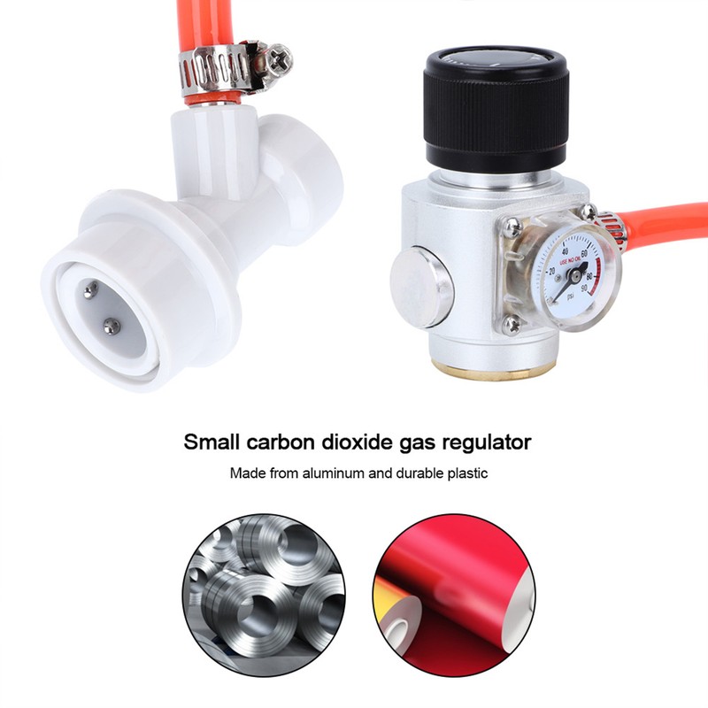 CO2 Mini Gas Regulator 5/16in Gas Line Assembly Quick Connector