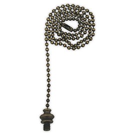 Royal Designs, Inc. Celling Fan Pull Chain Extension with Finial Adapter, 24 inch, Antique Brass