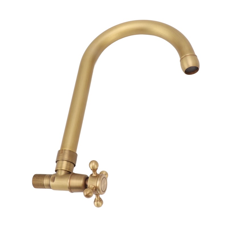 Antique Brass Basin Faucet with Cross Knob Single Handle Faucet