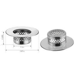 Bathroom Sink Filter - Fits 1.25"-1.60" Hole (2pcs) | Stainless Steel Hair Catcher for Bathroom/Bathtub/Laundry/RV Sink (Unpolished Silver)