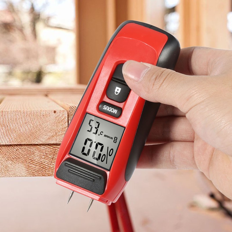 1Pc Practical Digital Wood Moisture Meter Timber Damp Detector W/Two