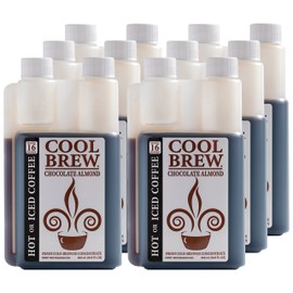 CoolBrew Chocolate Almond 6 Pack - 16 DRINKS PER BOTTLE - Fresh Cold Brew Liquid Concentrate - For Iced or Hot Coffee, Unsweetened, No Preservatives