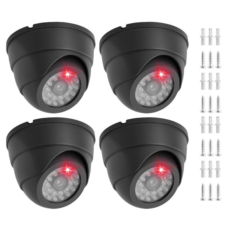 PORFOYO 4 Stück Kamera Attrappe, Dummy Kamera, Überwachungskamera Attrappe Fake