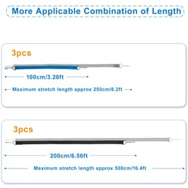 Bungee Cords with Hooks 6 Pack, Elastic Rope Bungee Straps Heavy Duty for RVs Camping Trunks Caravan Bike Luggage Racks Storage (Includes 3pcs x 39", 3pcs x 78")