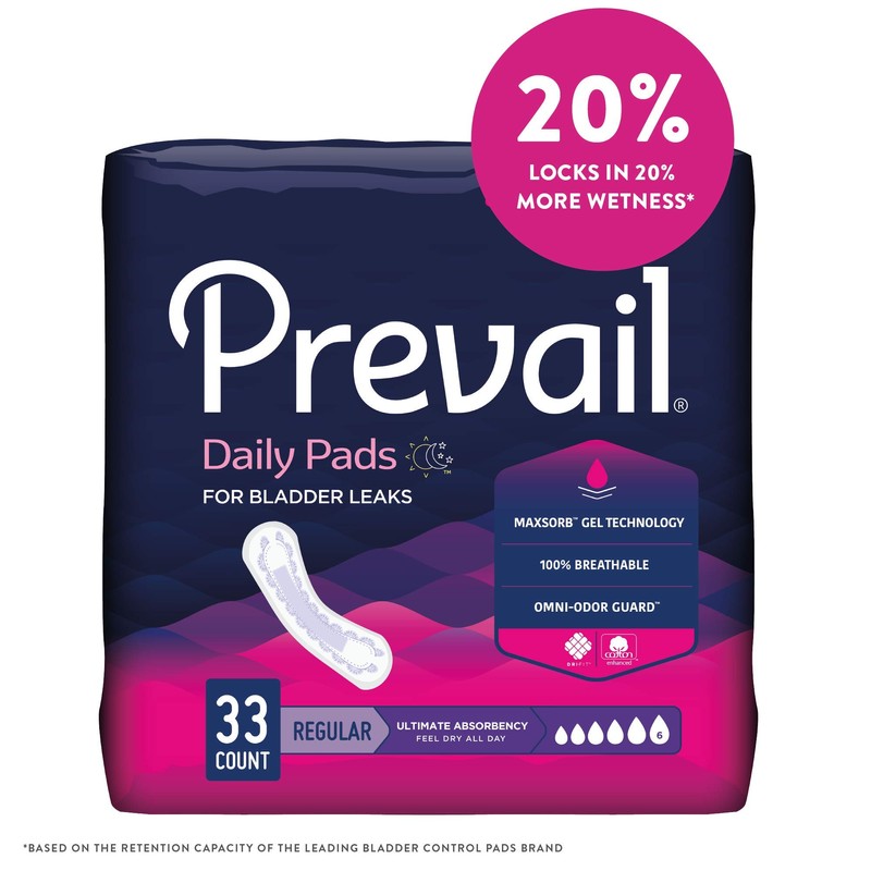 Prevail Ultimate Absorbency Incontinence Bladder Control Pads for Women, Regular