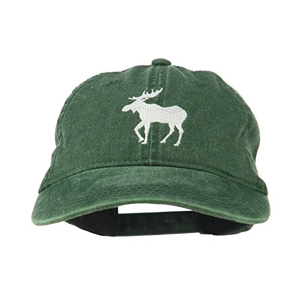 e4Hats.com American Moose Embroidered Washed Cap - Dk Green OSFM