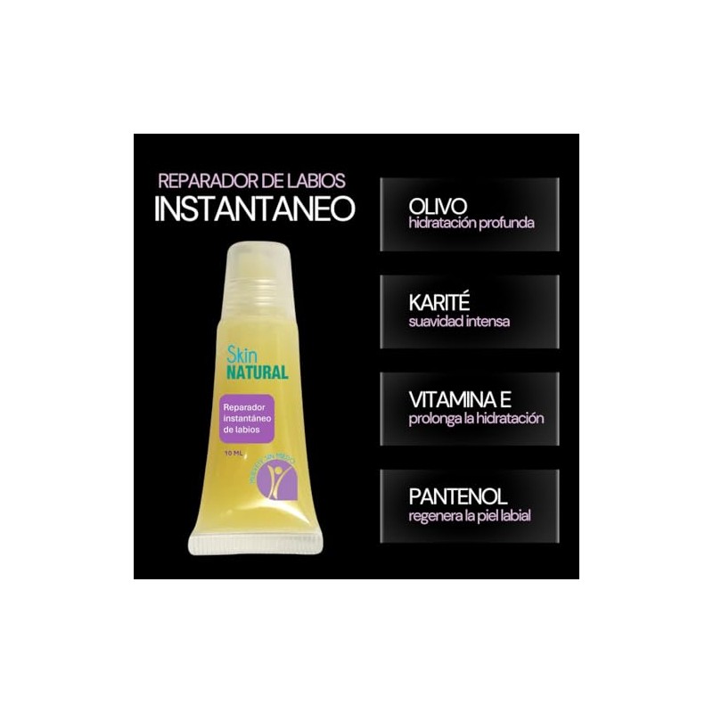 Skin Natural - Reparador Instantáneo de labios sin sabor, 100%