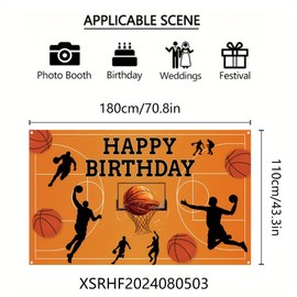 Basketball Happy Birthday Backdrop Banner Basketball Theme Birthday Party Decoration for Teens Kids Boys Photography Background All Star Slam Dunk Basketball Sports Background