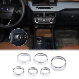Aunginsy Compatible with Ford Maverick 2022-2024 Aluminum Car Centre Console Air Conditioner Volume Knob Button Circle Cover Car Gear Shift Switch Button Ring Trim Cover Knob Protect Ring Accessories