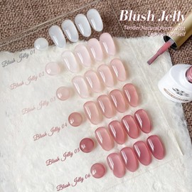Born Pretty Jelly Pink Gel Nail Polish Milky Jelly Nude Pink Sheer Translucent Gel Polish Milky Natural Soak Off U V Light Cure Gel Polish Kit for Salon and Nail Art DIY at Home 6PCS 7ML
