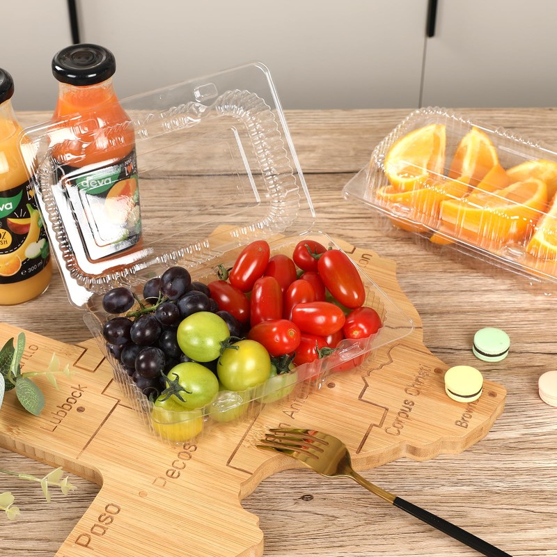 zandfelo 40 Pack 7.2x4.7x3 Inch Clear Hinged Food Containers with