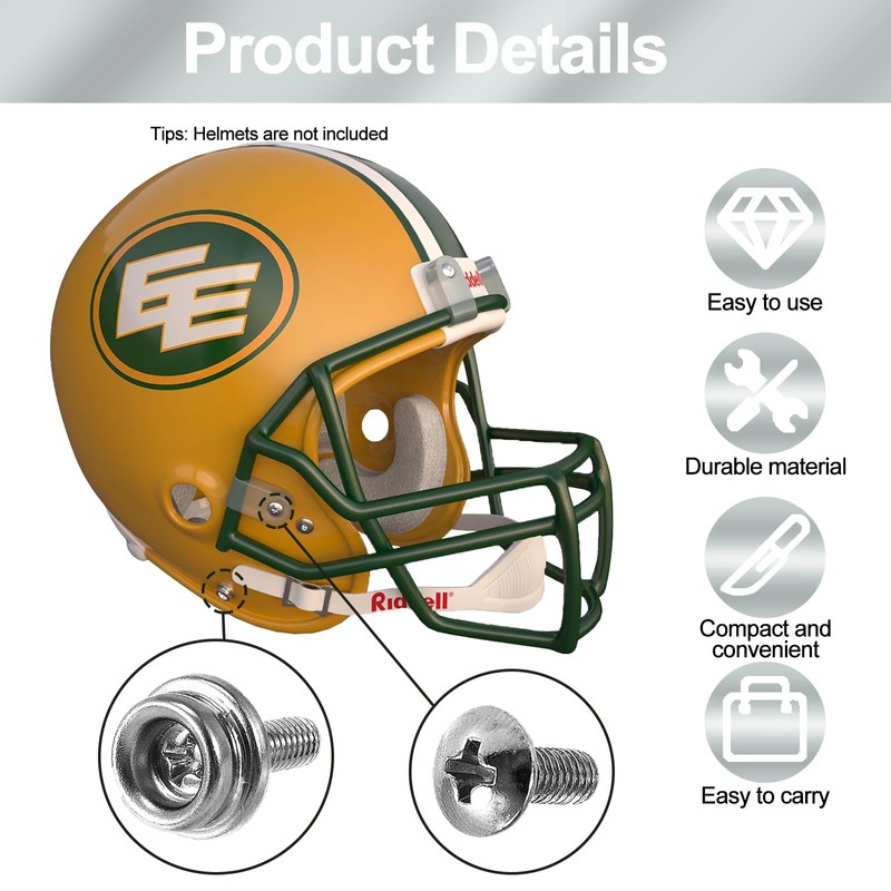 Universal Helmet Facemask Screw Kit - 12Pcs for Ice Hockey,