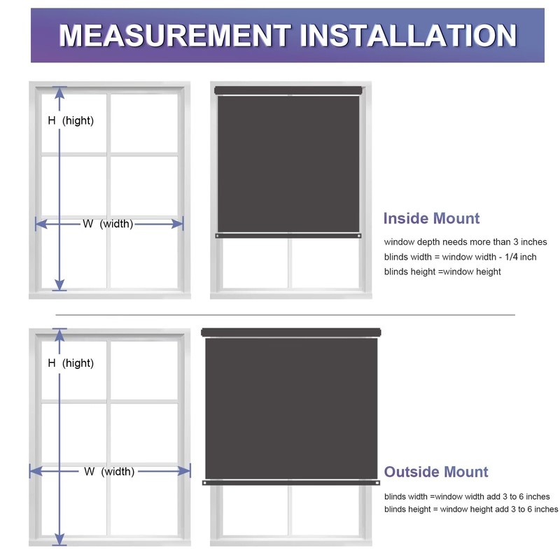 MYshade Custom Blackout Roller Shades for Indoor Windows - Cordless,