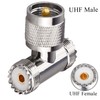 UHF Triple Tee Connector UHF Male to Dual UHF Female