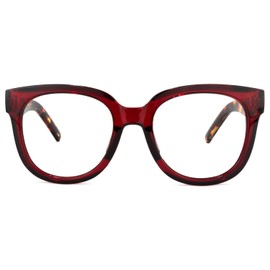 Zeelool Unisex Retro Oversized Square Blue Light Blocking Glasses Harrell ZOP049594-02 Dark-Red