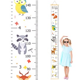 7.9'' x 79'' Height Chart for Kids, Kids Height Chart Removable Canvas and Wood Measuring Ruler Height Growth Chart Kid Height Wall Chart Wall Hanging Measuring Ruler Wall Decor Hanging Height Measure