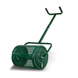 Compost Spreader for Lawn,Peat Moss Spreader,Fertilizer Spreader Roller with Adjustable Handle,Manure Spreaders for for Lawn Top Dressing,Seedling,Top Soil,Heavy Duty Metal Mesh Lawn Roller (GREEN)