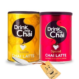 Chai Latte Powder Bundle Includes: 1x Drink Me Chai Vanilla Chai Latte (250g) 1x Drink Me Chai Spiced Chai Latte (250g) Instant Chai Powder and 1x Stainless Spoon Little Spoon by Donny & Dev