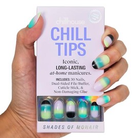 Chillhouse-Kit de uñas postizas Chill Tips Signatures, tonos mohair, 24 formas y tamaños de uñas, pulidor y lima de doble cara, palillo para cutículas