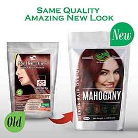 2 paquetes de tinte para el cabello y la barba de henna de caoba, 100% natural y libre de químicos, The Henna Guys