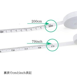 XSAJU Measuring Tape Measure 6.6 ft (2 m), White, Set of 2, One-Touch Winding