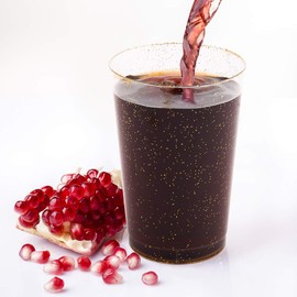 JOLLY CHEF 100pcs 14OZ Gold Plastic Cups, Disposable Gold Glitter Plastic Cups, Clear Plastic Cups Tumblers, Wedding Cups Party Cups,Ideal for Hall oween, Thanksgiving,Christmas