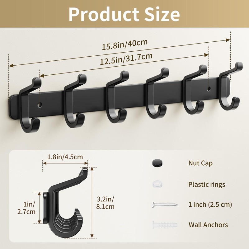 pickpiff Coat Rack Wall Mounted Heavy-Duty: Metal Coat Hanger 6